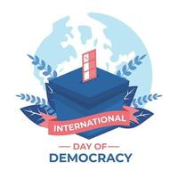 Internationaler Tag der Demokratie die Weltwahlbox und Bäume vektor