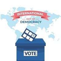 Internationaler Tag der Demokratie gibt es eine Kiste und eine Weltkarte vektor