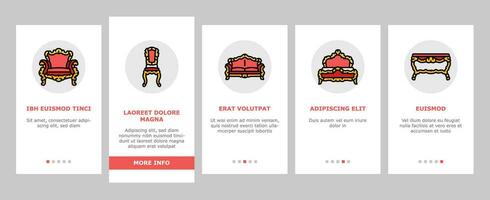 möbel lyx interiör Hem onboarding ikoner uppsättning vektor