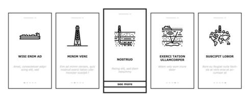 Petroleum Ingenieur Öl Industrie Onboarding Symbole einstellen Vektor