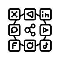 Sozial Medien Symbole Linie Symbol Vektor Illustration