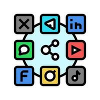 Sozial Medien Symbole Farbe Symbol Vektor Illustration