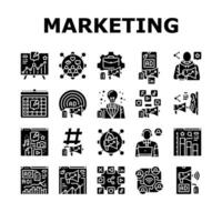 Sozial Medien Marketing Symbole einstellen Vektor