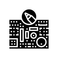 gedruckt Schaltkreis Design Elektronik Glyphe Symbol Vektor Illustration
