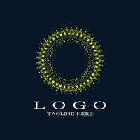 Luxus königlich Gelb kreisförmig Ornament Logo. elegant runden mit abstrakt Blumen- Muster. Mandala Design Konzept. vektor