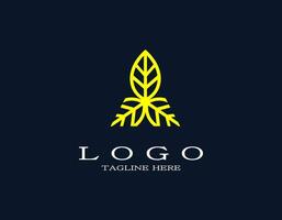elegant Luxus Logo mit Blatt auf das oben von Pyramide oder Dreieck. Logo mit Blatt und Wurzel Ornament. Natur und botanisch. vektor