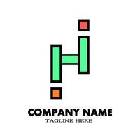enkel kreativ brev h och jag logotyp med tosca, grön, röd, och orange. design logotyp för din varumärke och företag namn. vektor