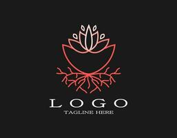 lyx rosa blomma logotyp. elegant design begrepp med blomning rosa blomma och rot. lämplig för spa, tillflykt, hotell, skönhet, boutique, yoga, salong, parfym. vektor