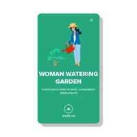 Grün Frau Bewässerung Garten Vektor