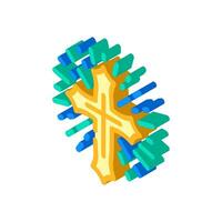 Kreuz tätowieren Kunst Jahrgang isometrisch Symbol Vektor Illustration