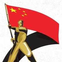 man som håller republiken Kina flagga med stolthet vektor illustration