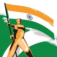 man som håller en indisk flagga med stolthet vektorillustration vektor