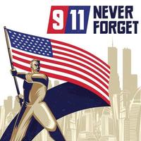 amerikanische flagge 9.11 patriotentag hintergrundillustration vektor