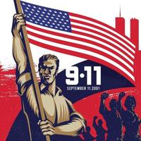 amerikanische flagge 9.11 patriotentag hintergrundillustration vektor