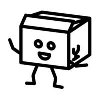 Stand Karton Box Charakter Linie Symbol Vektor Illustration