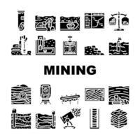 Bergbau Ingenieur Industrie Symbole einstellen Vektor
