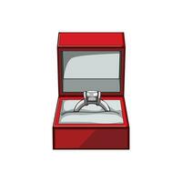 Diamant Vorschlag Ring Box Karikatur Vektor Illustration