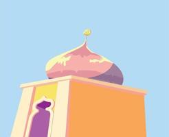 Moschee im Masjid-Cartoon-Stil zum Beten der Islamvektorillustration vektor