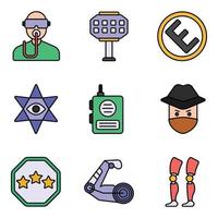 Cyberpunk farbige Linie Icons Sets vektor