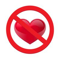 Förbud kärlek hjärta. Symbol för förbjudet och sluta kärlek. Vektor illustration - vektor