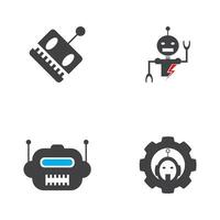 robot logotyp mall vektor ikon illustration design