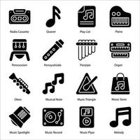 Musik-Glyphen-Icons gesetzt vektor