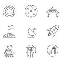 Raum dünne Linie Icons Sets vektor