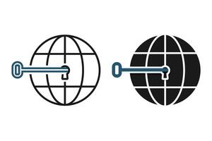 Globus Netzwerk sperren Symbol. Illustration Vektor