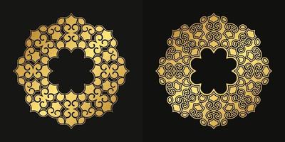 Luxus Gold runden Blumenrahmen Design vektor