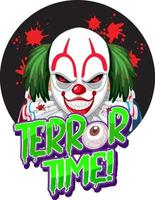 terror tid textdesign med läskiga clown vektor