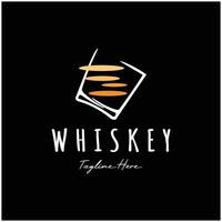 Jahrgang Prämie Whiskey Logo Etikette mit Glas oder Bier. zum Getränke, Riegel, Vereine, Cafés, Firmen. vektor