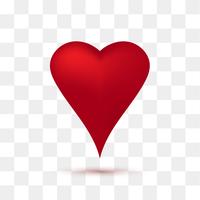 Mjukt rött hjärta med transparent bakgrund. Vektor illustration