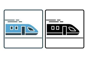 Kugel Zug Symbol. Symbol verbunden zu Geschwindigkeit, Transport. geeignet zum Netz Grundstück, Anwendung, Benutzer Schnittstellen, druckbar usw. solide Symbol Stil. einfach Vektor Design editierbar