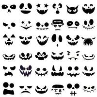 halloween ansikte ikon vektor uppsättning. skrämmande ansikte illustration tecken samling. pumpa ansikte symbol eller logotyp.
