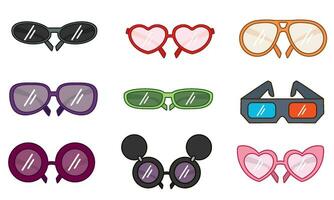 uppsättning av färgad trender glasögon ikon vektor illustration