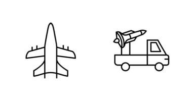 militär plan och missil ikon vektor