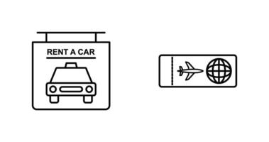 Miete ein Auto und Flugzeug Tickets Symbol vektor