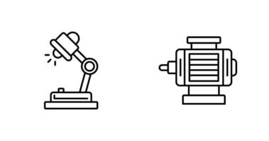skrivbord lampa och elektrisk motor ikon vektor