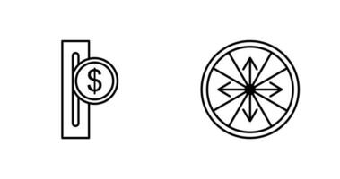 Slot zum Münzen und Roulette mit Pfeile Symbol vektor