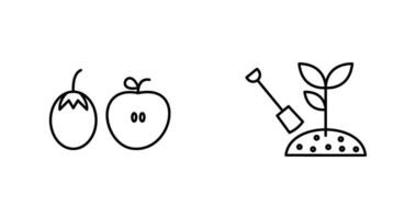 frukt och grönsaker och plantage ikon vektor