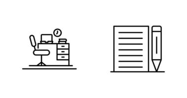 Büro Schreibtisch und Hinweis Symbol vektor