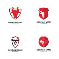 kreativ arg sköld tjurhuvud logotyp design vektor