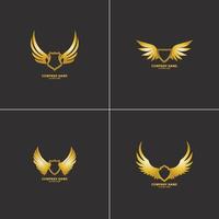 bevingad sköld guld logotyp design symbol vektor illustration-vektor