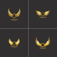 geflügelter Schild gold Logo Design Symbol Vektor Illustration-Vektor