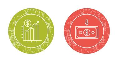 Diagramm oben und Geld Nieder Symbol vektor