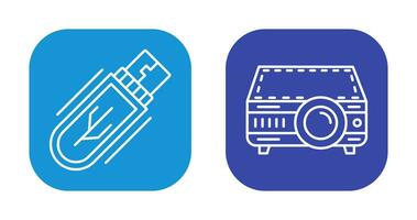USB Fahrt und Beamer Symbol vektor