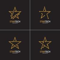 guldstjärna teknik logotyp på svart bakgrund vektor