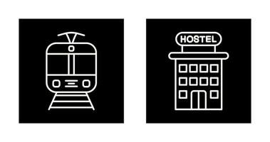 Straßenbahn und Herberge Symbol vektor