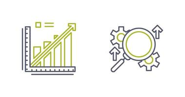 linje Graf och Sök ikon vektor