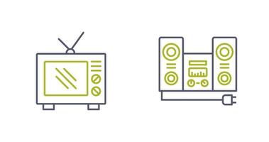 alt Fernseher und Stereo Symbol vektor